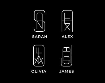 Custom Line Art Monogram Logo: Unique Name Tattoo Design