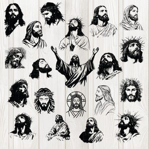 Jezus Christus SVG-bundel, christelijke en religieuze SVG, Jezus silhouet vector, religieuze clipart