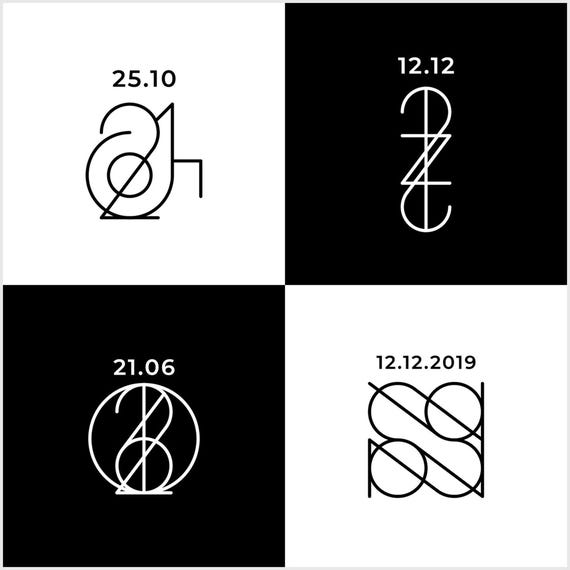 Custom Date Line Art Logo Design, Anniversary Gift (Digital Files)