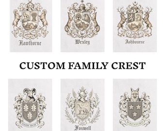 Custom Family Crest Artwork, Vintage Heraldry Coat of Arms (Digital Download)