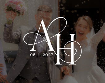 Custom Wedding Monogram Logo, Initials with Date (Digital Download)