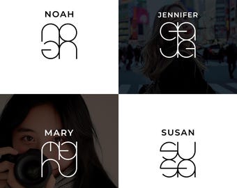 Personalized Name Logo: Minimalist Line Art Monogram (Digital Files)