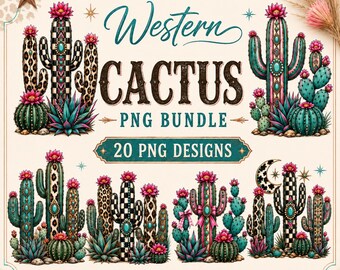 Western Cactus PNG Bundle, Cactus Sublimation Clipart (Digital Download)