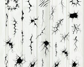Cracked SVG Bundle: Broken Wall & Glass Clipart (Digital Download)