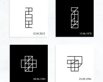 Design de tatouage personnalisé avec date : logo d'anniversaire personnalisé (fichiers numériques)