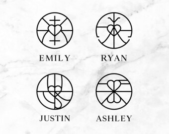 Custom Circle Monogram Logo : Unique Circle Symbol, Minimalist Name Design