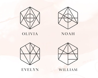 Custom Hexagon Name Logo: Personalized Art Tattoo Design (Digital Files)