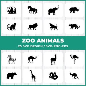 Zoo Animals SVG Bundle, Zoo Animal SVG, Animal Designs, Animal Illustrations, Digital Downloads