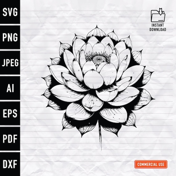 LOTUS DESIGNS PFD 訳あり Lotus Flower Vector Image - SVG DXF AI - Vector File for