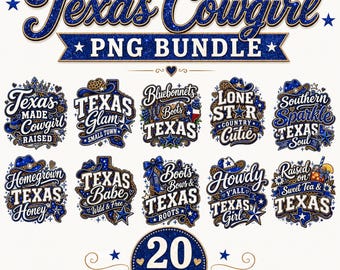 Texas Cowgirl PNG Bundle, Southern Sublimation Designs
