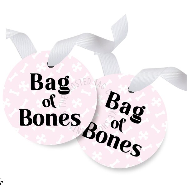 Bag of Bones Halloween Gift Tag,Instant Download Halloween Cookie Tag,2"Round Treat Tag,Pastel Pink Ghost Halloween You've Been Boo'd Tag