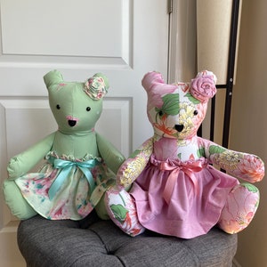 Rosette and Skirt Handmade Memory Bear