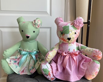 Rosette and Skirt Handmade Memory Bear