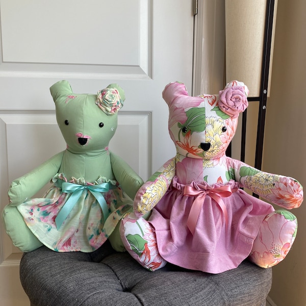 Rosette and Skirt Handmade Memory Bear