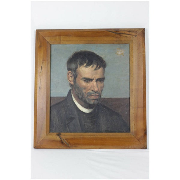 Français Portrait à l’huile antique