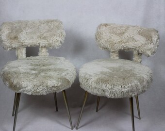 Pelfran Woolly seats // Designer chairs // Kitsch chairs, Mid Century Chairs, Pair of Mid Century Chairs