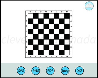 Chess Board Digital File with numbers and letters / dxf/jpeg/pdf/png/svg