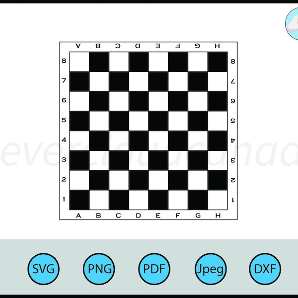 Chess Board Digital File with numbers and letters / dxf/jpeg/pdf/png/svg