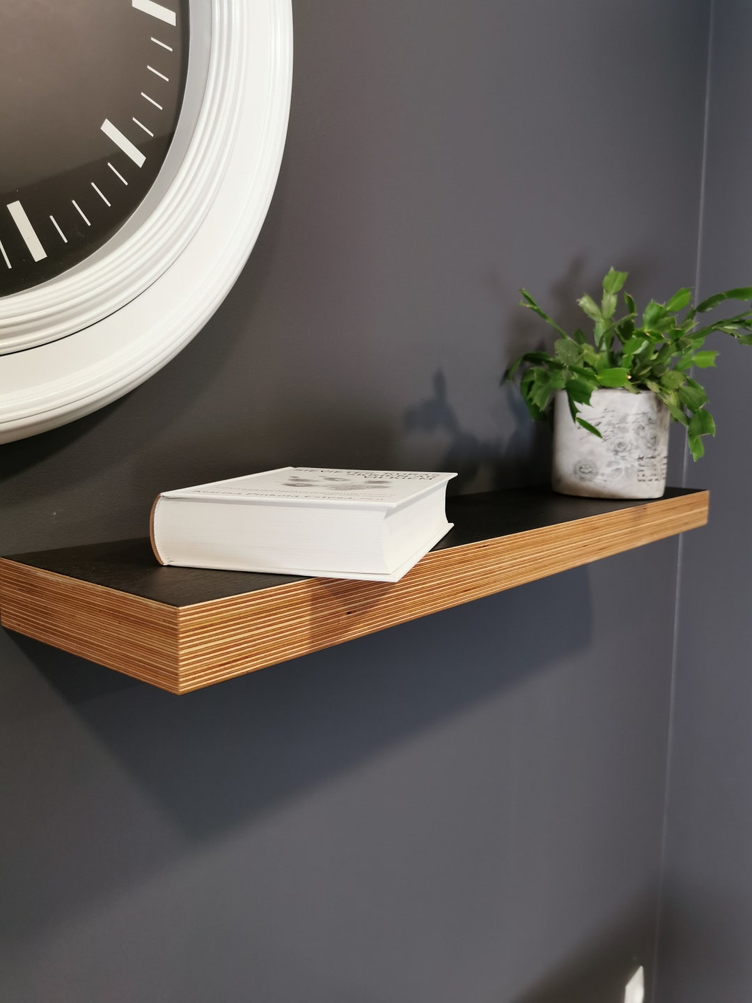 Floating Plywood Shelf Veneered With Black Oak Veneer. Etsy