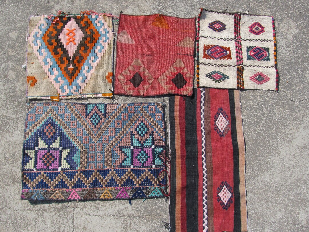 Turkish Kilim Fragments to Frame Boho Nomadic Rug Remnants Etsy