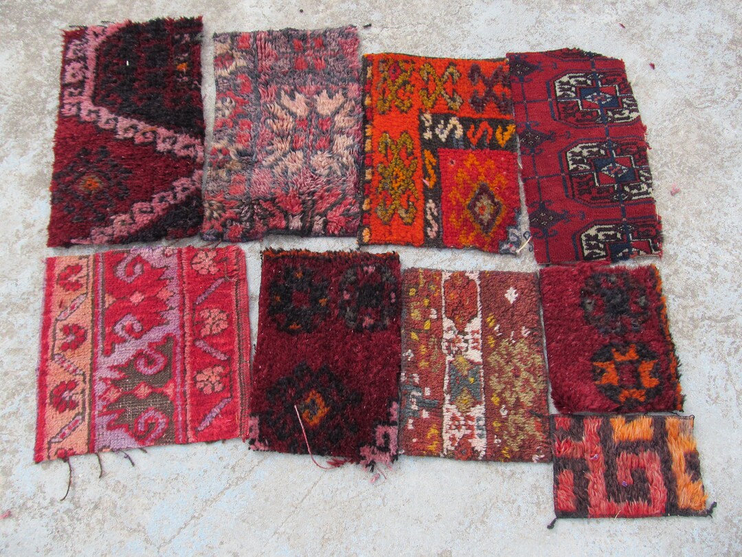 Rare Turkish Antique Carpet Remnants Old Vintage Handmade Rug Etsy