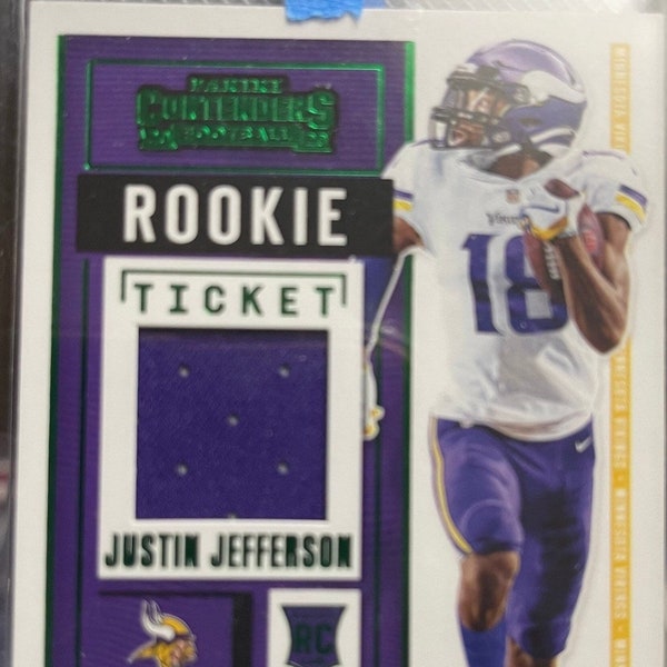 Justin Jefferson Rookie Card 2020 NFL Panini Jersey Relic Patch Vikings Star Rookie Wide Out Sensation Birthday Gift Idea Mint collectible
