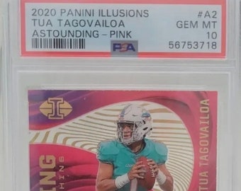 Tua Tagovailoa Rookie Card  2020 NFL Panini Astounding PSA Graded 10 /399 Fins Star Rookie QB Birthday gift for him or her Mint Gift Idea