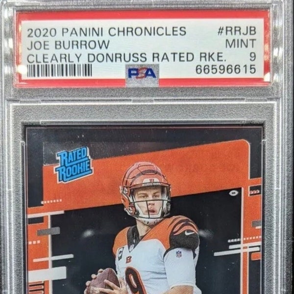 Joe Burrow 2020 Rookie Card Panini Donruss Clearly Rated Rookie PSA Graded 9 Bengals Star Rookie QB  Birthday Gift for him Mint Gift Idea