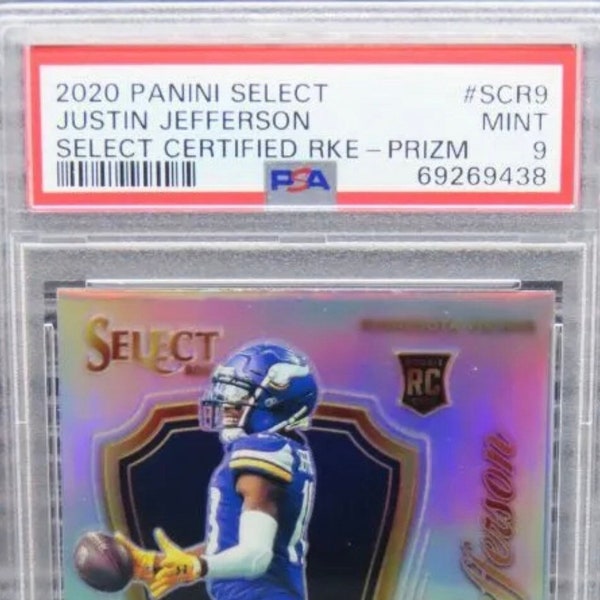 Justin Jefferson Rookie Card 2020 NFL Panini Select Silver Holo Vikings Star Rookie WR Sensation Perfect Birthday Gift Idea