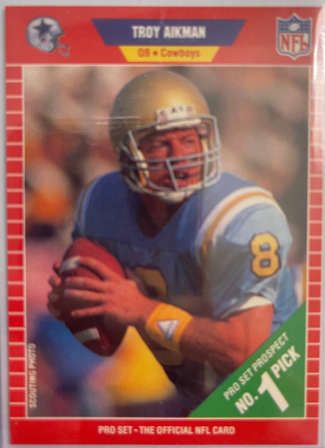 Troy Aikman Rookie Card 1989 NFL Pro Set Dallas Cowboys Star Rookie Now