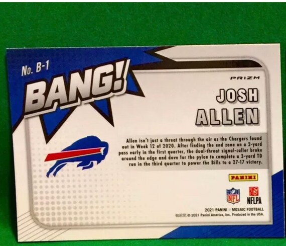 Josh Allen Veteran Card 2021 NFL Mosaic Panini Bang Green Buffalo Bills  Star Quarterback Birthday Gift for Him or Her Mint Gift idea