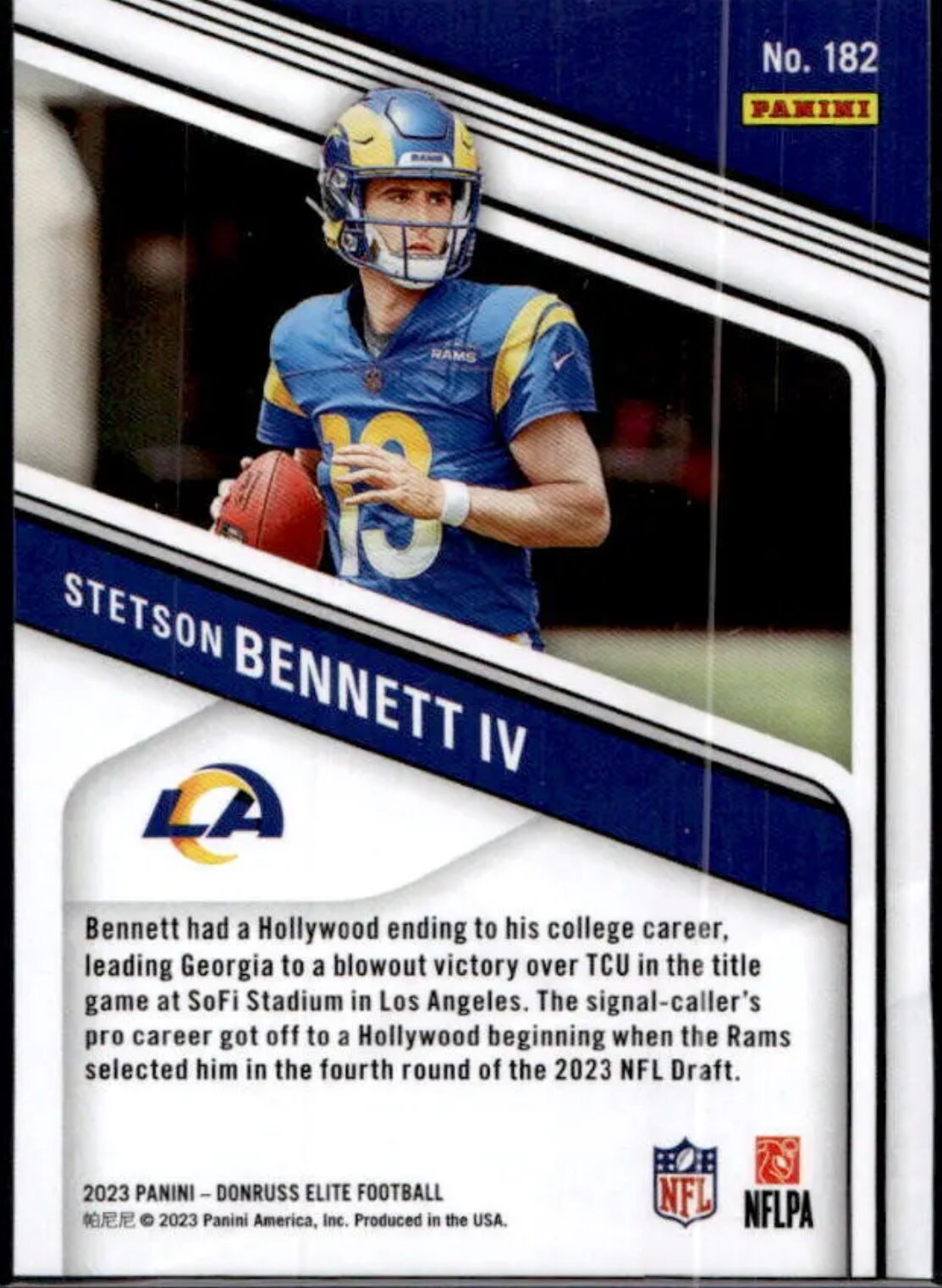 Stetson Rookie Card 2023 NFL Panini Elite Blue Color Match
