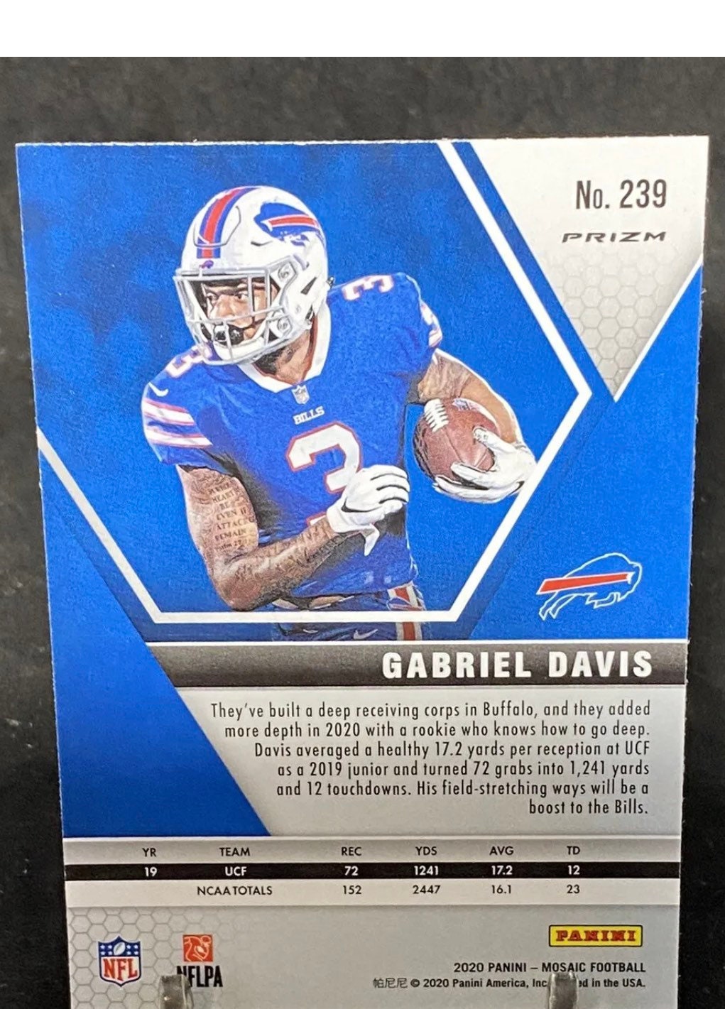 Gabriel Davis RC 239 Silver Prizm Rookie 2020 Panini Mosaic - Etsy