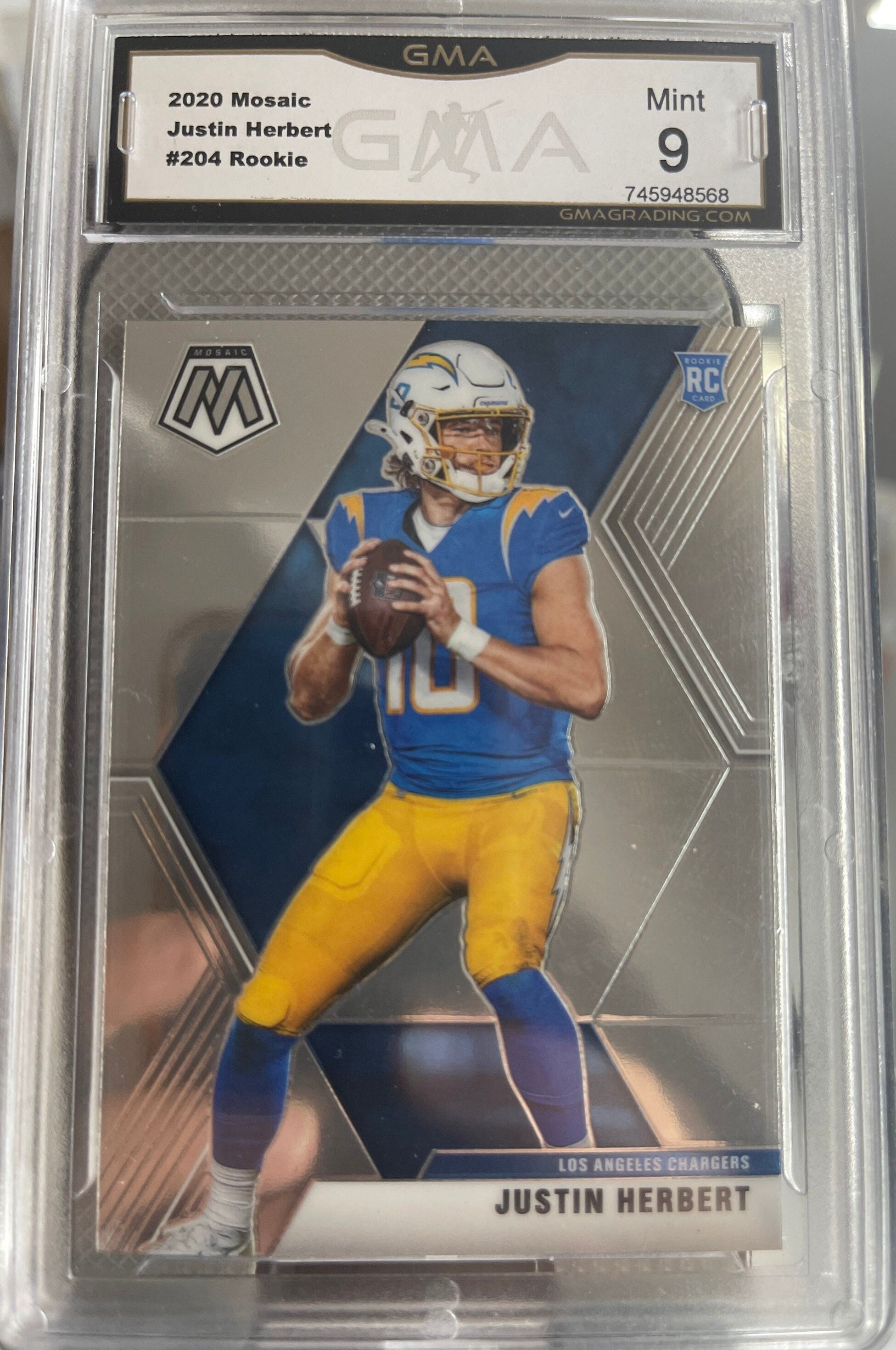 Justin Herbert Rookie Card 2020 NFL Panini Mosaic GMA Graded 9 - Etsy  Denmark