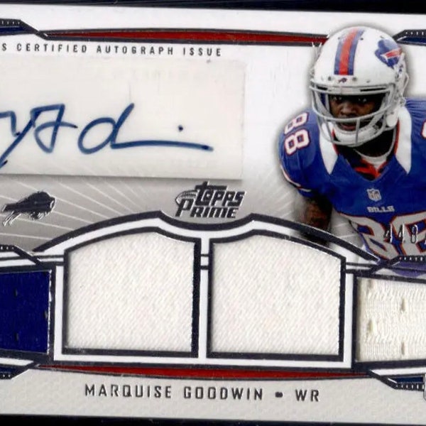 Marquis Goodwin Rookie Card 2013 NFL Topps Autograph Player Worn Jersey Bills Star Rookie WR Sensation Birthday Gift Idea Mint Collectible
