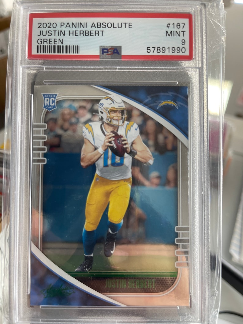 justin herbert graded rookie cards 2020 Leaf Draft Card #03 (Gem Mint 10)  1st Justin Herbert Classics 2020 BLUE