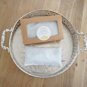 Almohada para ojos Clear Mind con piedra curativa de cristal de roca, lavanda y linaza