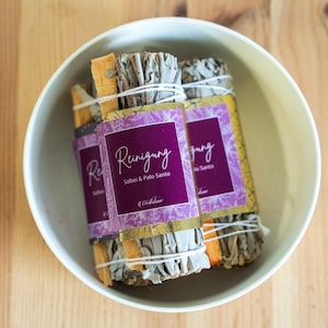 Cleansing Smudge with Palo Santo, Incense bundle with Palo Santo and Sage