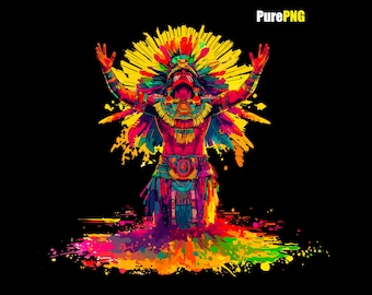 Clipart PNG de Guerreiro Asteca: Rezando ao Sol, Uso Comercial (Download Digital)