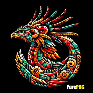 Aztec Quetzalcoatl PNG: Feathered Serpent Clipart (Digital Download)