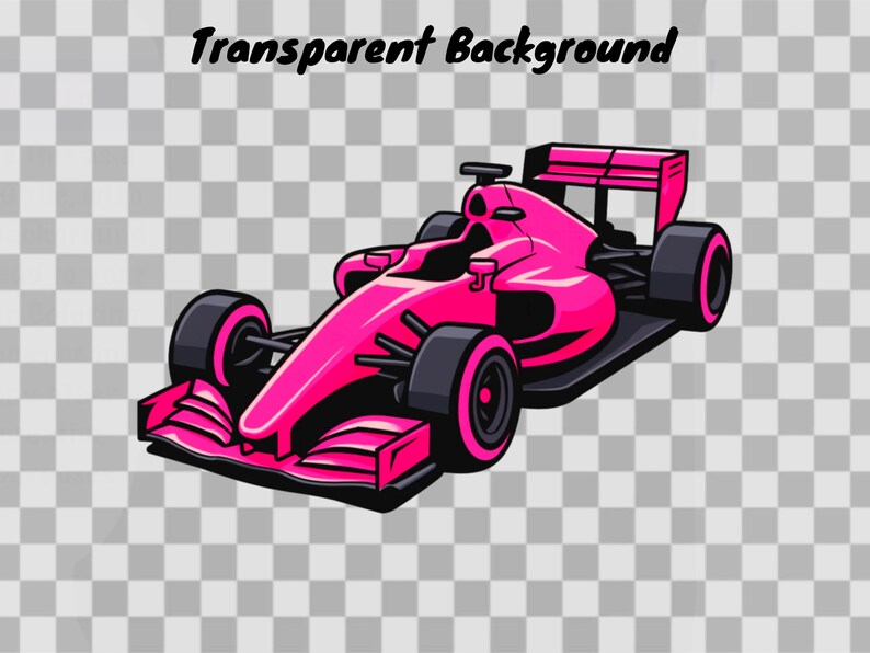 Pink Race Car Clipart: PNG Transparent Background for Commercial Use - Etsy