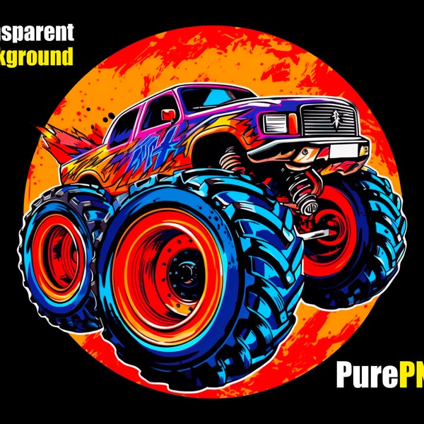 Monster truck png transparent background, circular design Monster truck clipart png for commercial use