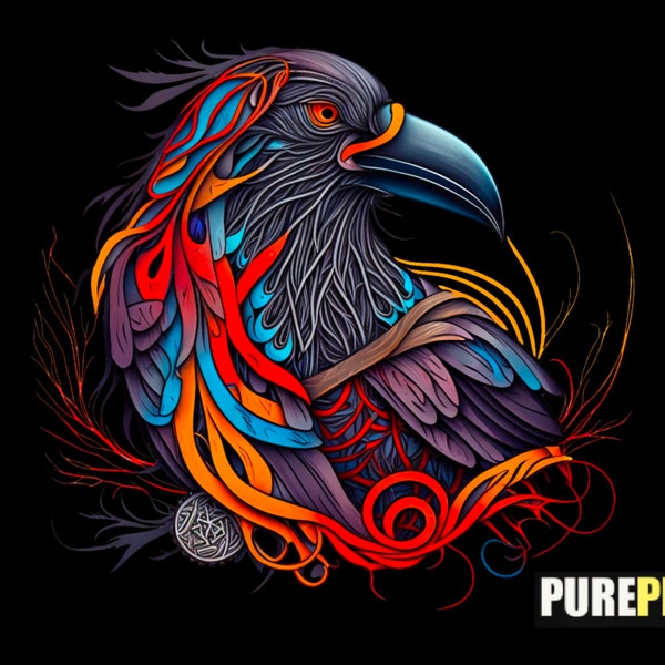 Viking raven png viking Clipart colorful raven transparent background Viking digital design file downloadable product design sublimation