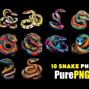 Snake PNG set of 10 snake clipart png file transparent background snake Clipart design for snake lovers snake art png for commercial use