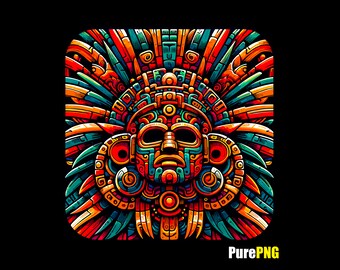 Deus do Milho Asteca PNG: Clipart de Design de Padrão Colorido (Download Digital)
