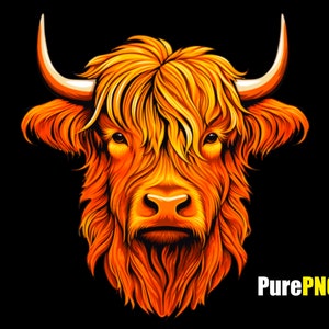 Highland cow PNG colorful Highland cow clipart png file for sublimation, Highland cow design for commercial use
