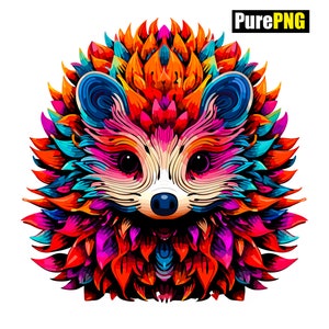 Hedgehog clipart, Hedgehog png with transparent background for commercial use, colorful abstract Hedgehog design