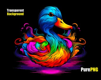 Colorful Duck PNG Clipart: Transparent Background (Digital Download)