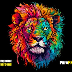 Lion png lion clipart png file transparent background colorful lion for lion lovers lion art png for commercial use
