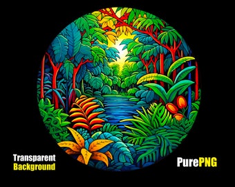 Tropical Rainforest Clipart: PNG Transparent Background (Digital Download)